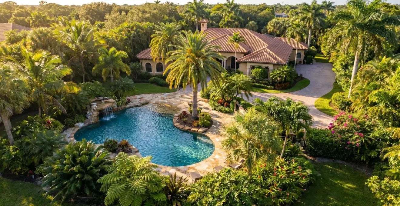 Vue aérienne d'une maison avec piscine en Flor ide sous un ciel ensoleillé, représentant un investissement immobilier pour non-résidents